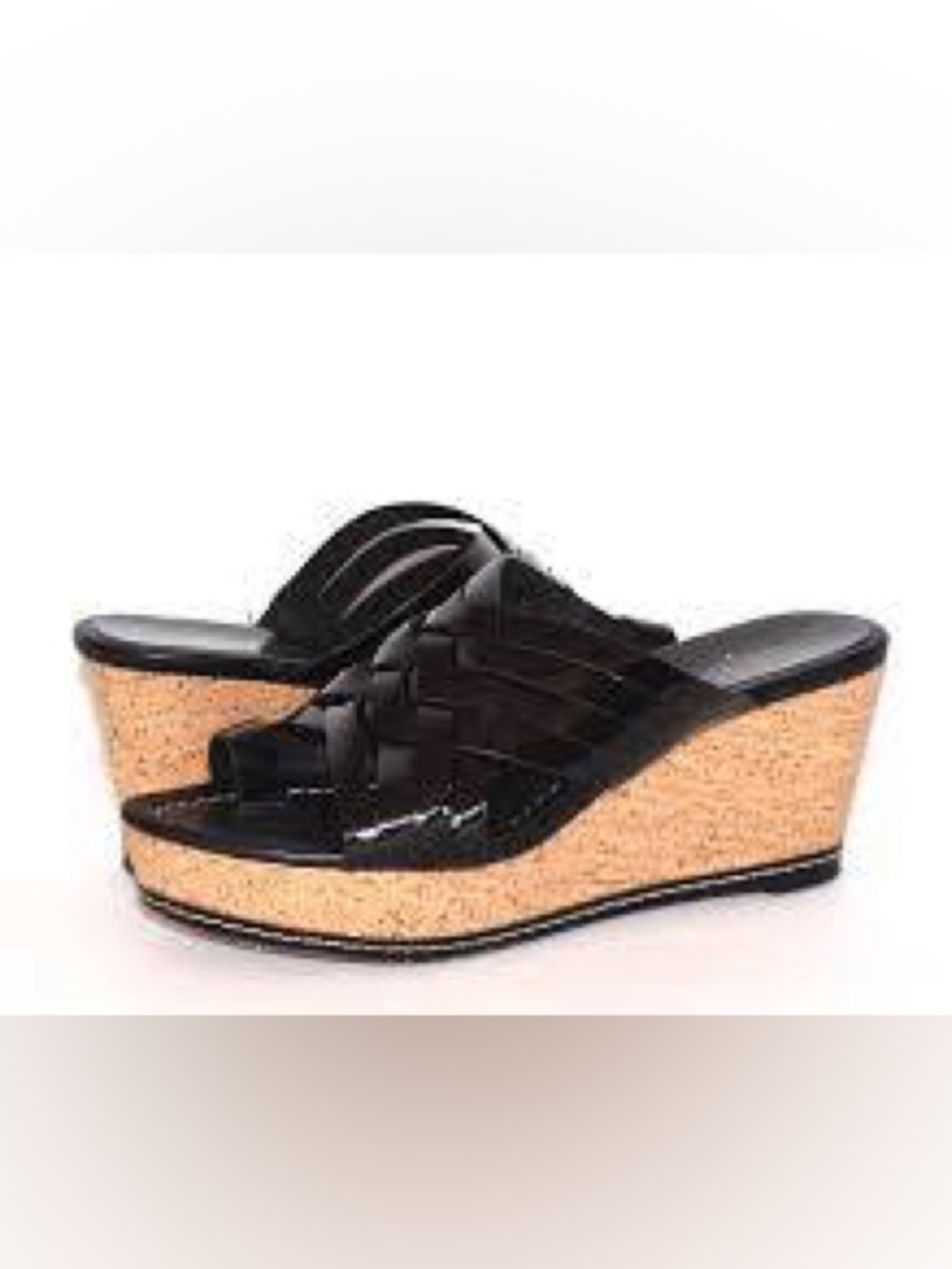 ✨NWOB✨ Donald Pliner Black Patent Leather Cork Wedge Sandals